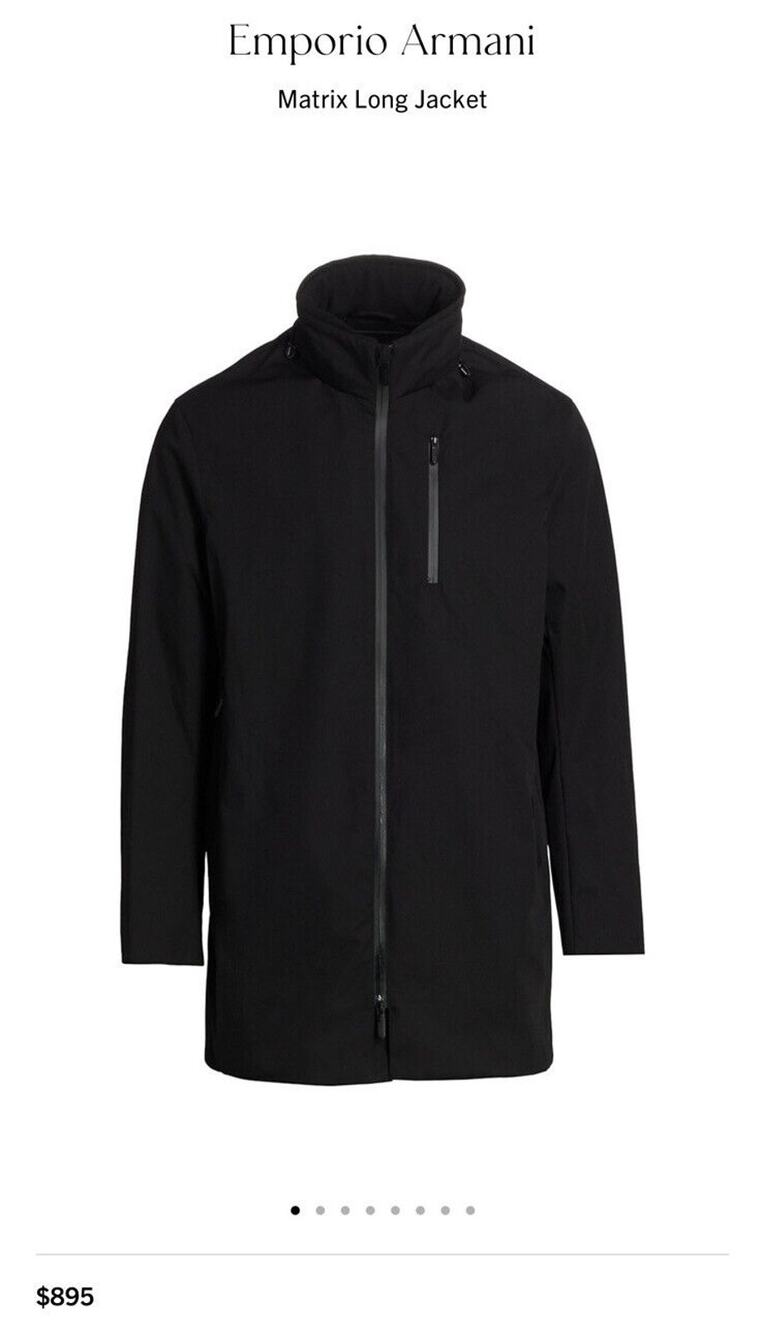 Emporio Armani Men’s Designer Black Matrix coat Sz 52 Large (US 42-44”) NEW $895